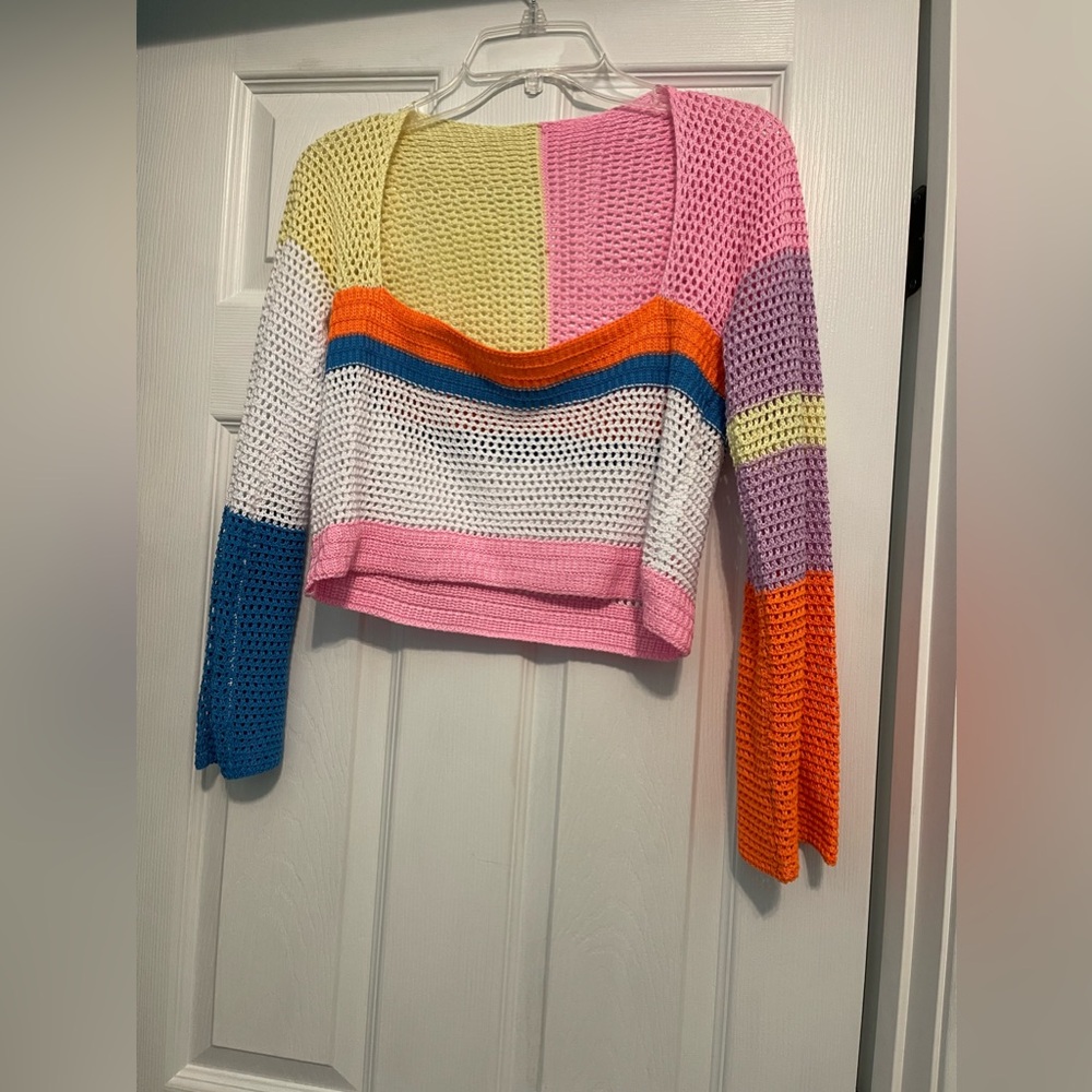Crochet color block crop top, Size M